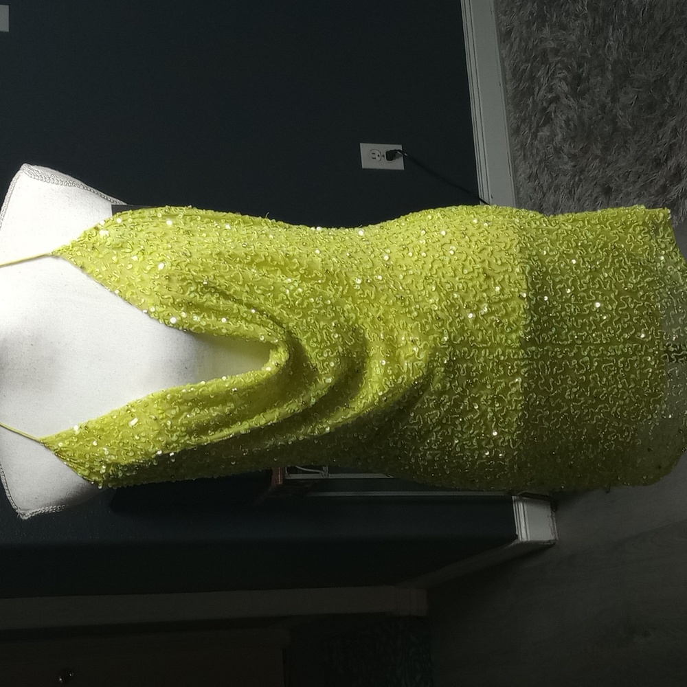 Retrofete Lime Green Sequin Embellished Dress